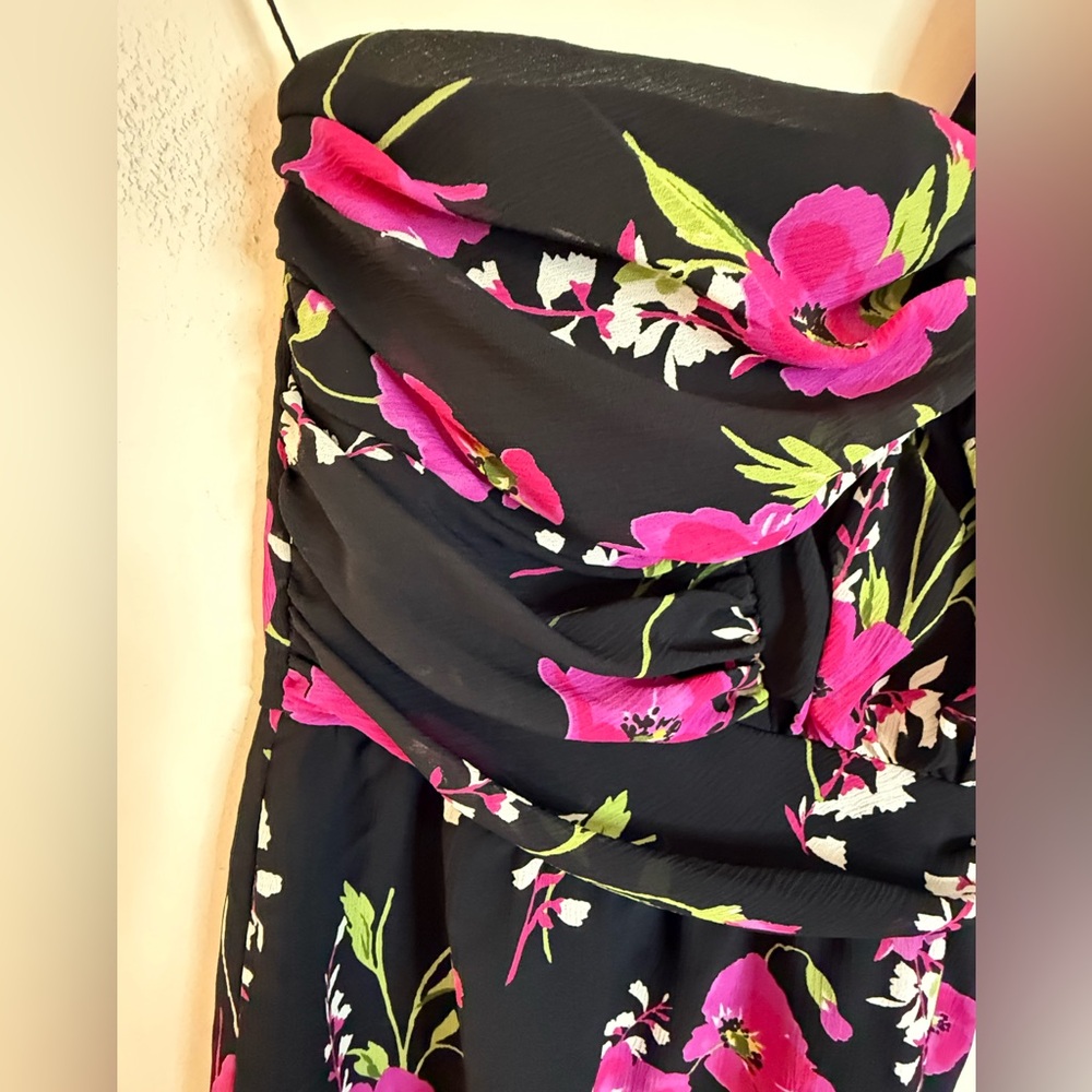 Delia’s floral one shoulder mini dress black pink green SZ 3 - Picture 4 of 14